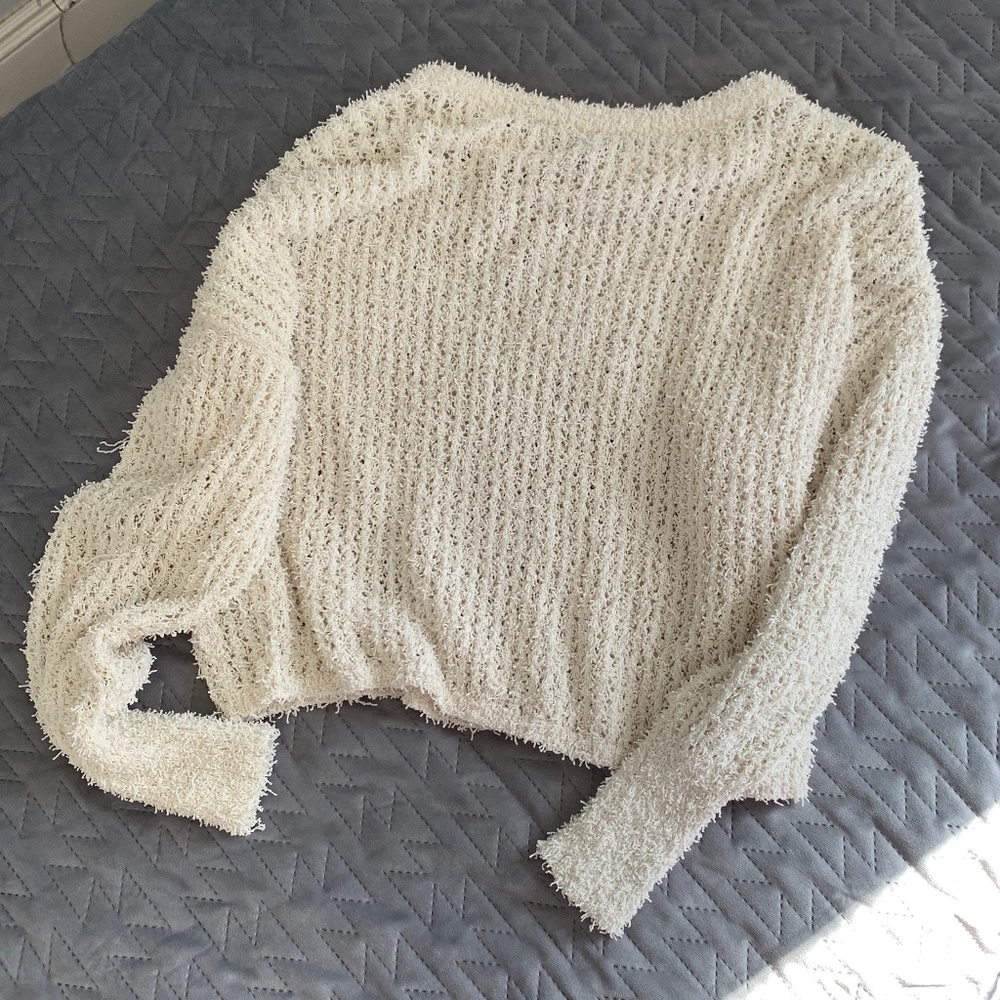 Eyelash Fringe Open Stitch Pullover Sweater - Picture 3 of 6